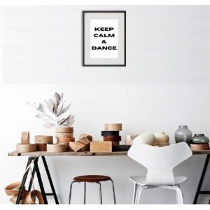 Shot Cadre Photo Keep calm and dance 30x40cm avec P e Partout Tableau Bois Verre (NOIR)