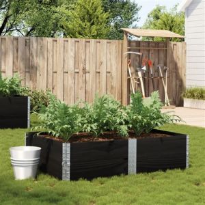 VidaXL Jardinière noir 150x100 cm bois massif de pin, jardinière d'extérieur, bac à fleurs, bac à tomates, jardinière de terrasse