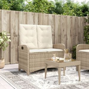 VidaXL Banc inclinable de jardin avec coussins beige résine tressée 368219