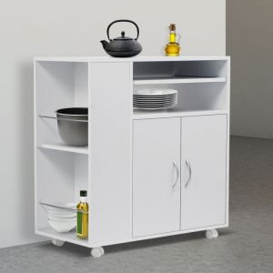 Image de Idmarket Grande desserte de cuisine sur roulettes blanche L 76 cm