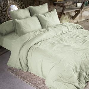 CDaffaires Housse de couette double gaze de coton 220x240 cm Vert d'eau