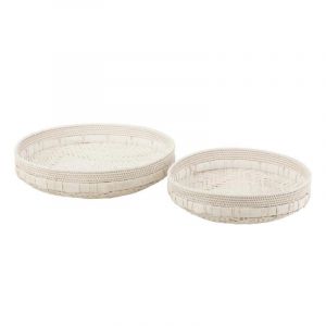 Prix Lot de 2 Coupelles Déco Rotin 50cm Blanc