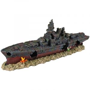 Flamingo Bateau épave 48.5 x 10 x h 19cm, Décoration aquarium Multicolor