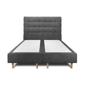 Lit avec tête de lit capitonnee et sommier Noir 2x90x200