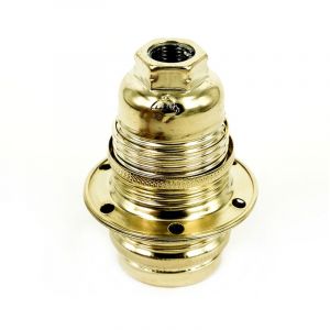 Douille De Lampe En M&eacute;tal Filet&eacute; D&eacute;coratif Vintage Laiton Plaqu&eacute; Avec Rondelles E14 &oslash;43 X 60 Mm