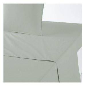 Drap plat uni en percale de coton bio Scenario Vert Couleur Vert Taille 240 x 290 cm