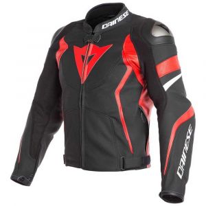 Image de Dainese Vestes Avro 4 Cuir - Matte Black / Lava Red / White - Taille 52