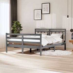 VidaXL Cadre de Lit Bois Massif Gris 140x200 cm