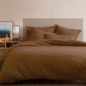 Matt & Rose Housse de couette unie en coton Chocolat 260x240cm
