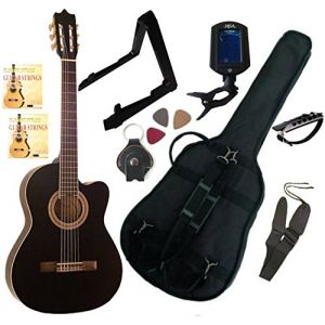 Image de MSA Musikinstrumente Pack guitare électro classique noire cordes D'Addario 9 accessoires