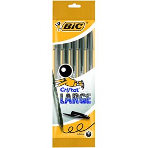 Bic Cristal Large Pochette de 5 Stylos-billes Noir