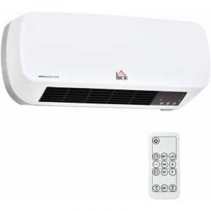 Homcom Radiateur mural soufflant 2000 W - chauffage céramique PTC - 3 niveaux de puissance - télécommande incluse blanc noir