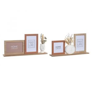 Dkd Home Decor - Cadre photo 30 x 5 x 19 cm Fleur Visage Céramique Résine Multicouleur Bois mdf Urbaine (2 Unités)