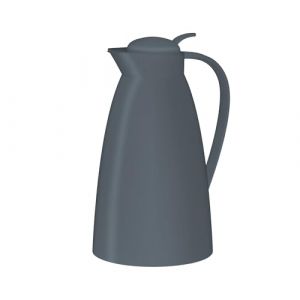 Alfi ECO 1,0 l, gris foncé, bouteille isotherme avec insert en verre trempé hygiénique en plastique, bouchon à vis avec bouton poussoir confortable, versement d'une seule main, idéal comme cafetière,