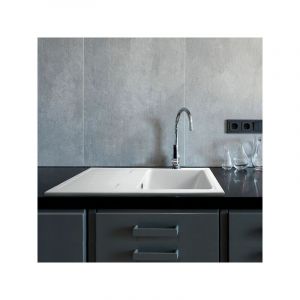 EWI Evier c&eacute;ramique blanc AGLAE 1 bac 1 &eacute;gouttoir Blanc