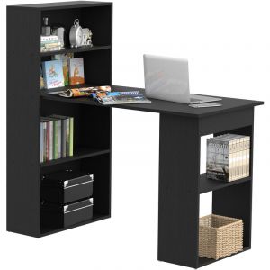 Homcom Bureau informatique 120L x 55l x 120H cm bibliothèque adjacente multi-rangements noir 120x55x120cm Noir