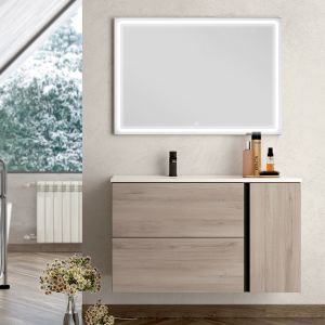 -17% - Cosyneo - Meuble de salle de bain - PRADO et miroir Led VELDI - 100cm