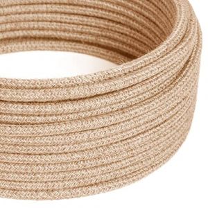 Creative cables Fil Électrique Rond Recouvert en Jute RN06-5 Mètres, 2x0.75
