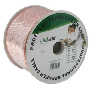 Inline 98350T - C&acirc;ble haut-parleurs 2x 2,5mm&sup2; CCA transparent 50m