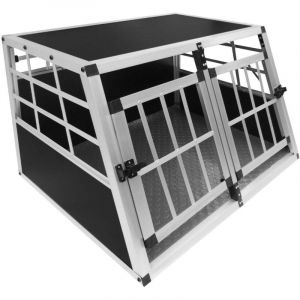 Monster shop Cage de Transport en Aluminium 50 x 89 x 69 cm - 2 Porte - Angle 65° Avant et 90° Arrière - Parfaite pour Voyage Trajet Animaux Petit