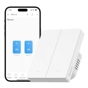 Sonoff Zigbee Smart Light Switch, Requiert Zigbee Hub, Smart Switch, Sans Neutre ou avec Neutre, APP Remote Control, Zigbee Switch ZBM5 80-Type, 2 Bouton
