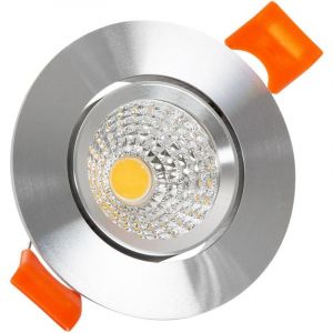Spot Led Downlight Cob Orientable Rond 5w Argenté Coupe Ø 55mm Cri90 Expert Color No Flicker Blanc Neutre 4000k