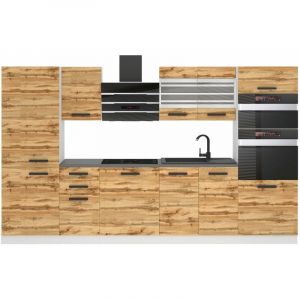 Belini - Cuisine Equipee Complete Mila Muebles de Cuisine Complets - 300 cm. Cuisine Complete sans Plan de Travail, chêne wotan
