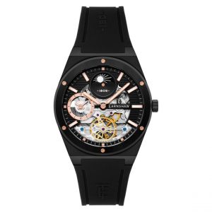 Montre Homme EARNSHAW Drake Dual Time Automatic - ES-8291-03 Bracelet Silicone Noir