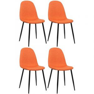 CLP Lot de 4 Chaises de salle à manger Napier avec Piètement en métal noir, Orange-Tissu