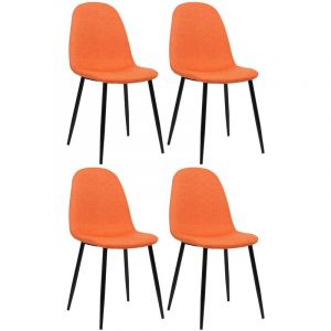 Image de CLP Lot de 4 Chaises de salle à manger Napier avec Piètement en métal noir, Orange-Tissu