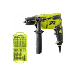 Ryobi Pack Perceuse à percussion - RPD800-K - 800W - Coffret RAK127DDSD 127 accessoires de vissage perçage