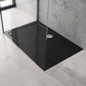Bac &agrave; douche receveur de douche antiglisse rectangulaire acrylique noir Faro2 80x120x4cm - Noir - Sogood