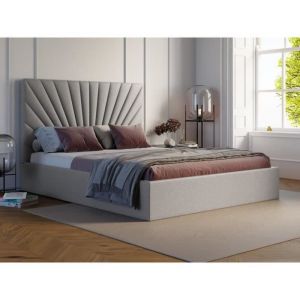 Pascal Morabito Lit coffre 160 x 200 cm - Tissu - Gris clair - rilioda de