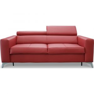 Venesetti - Canapé 3 places convertible en cuir italien de luxe movida, rouge foncé - Rouge foncé