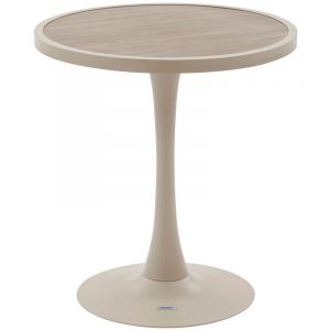 Hesperide Table de jardin bistro ronde en aluminium effet bois 2 places OVIALON - Lin et argile - Ovialon