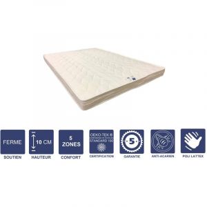 Literie Julien lot de 2 Matelas Ferme 70x190 x 10 cm 5 zones de Confort Noyau Poli Lattex HR Dernière Génération Très Respirant