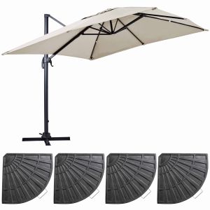 Image de Oviala Parasol Déporté Inclinable (4 X 3 M) Avec 4 Dalles Lestées