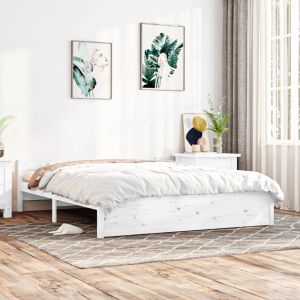 VidaXL Cadre de lit Blanc Bois massif 180x200 cm Super King 815060