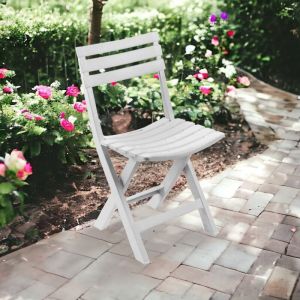 Chaise d'extérieur pliante, Made in Italy, 44 x 41 x 78 cm, couleur Blanc