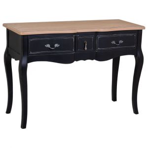 Console en bois laqué noir vieilli avec 3 tiroirs 115x50x80h cm