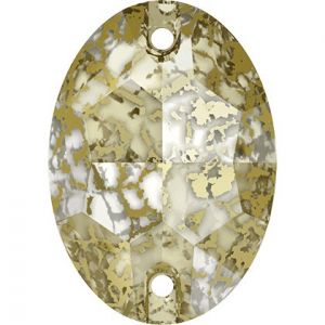 Pierre &agrave; coudre ovale 3210 - 16 mm - Crystal Gold Patina