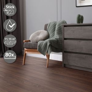 Image de Ml-design - Revêtement de Sol en pvc, Lames de Vinyle Autocollantes, 91,5 cm x 15,3 cm x 2 mm, Épaisseur 2 mm, 11,15 m² / 80 Planches, Rouge-Brun,