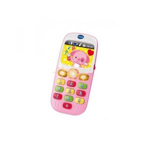 Vtech Telephone portable bebe bilingue francais / anglais rose - baby smartphone educatif - sons et lumieres - set jouet musical + carte