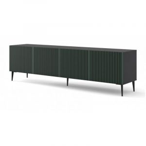 AC-Déco Meuble tv Ravenna avec 4 portes en bois avec cadre doré - Vert - l 200 x p 42 x h 58 cm - Livraison gratuite - Vert