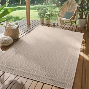 SIMPEX Tapis dextérieur Beige 140x200 cm idéal pour la cuisineDesign uni avec bordure