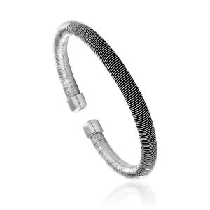 Cleor Bracelet en argent 925 milli&egrave;mes et silicone - argent&eacute;