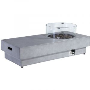 Table bras&eacute;ro rectangulaire au gaz en MGO effet b&eacute;ton &ndash; Foyer rond - SEROZA