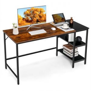 Coast Desk - Structure en acier - 140x60x74cm - Armoire de rangement incluse - Noir & Marron