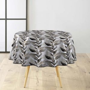 Toile cirée ronde - Diamètre 160 cm - Oralia métallisé - Gris