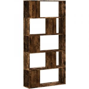 VidaXL Bibliothèque 5 niveaux chêne fumé bois d'ingénierie, étagère, étagère à livres, support de livre, armoire de rangement, étagère de rangement
